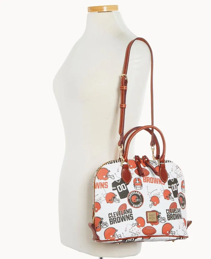 NFL Browns Zip Zip Satchel Browns Woman Dooney and Bourke Satchels NFL Browns Zip Zip Satchel Browns Woman Dooney and Bourke Satchels
