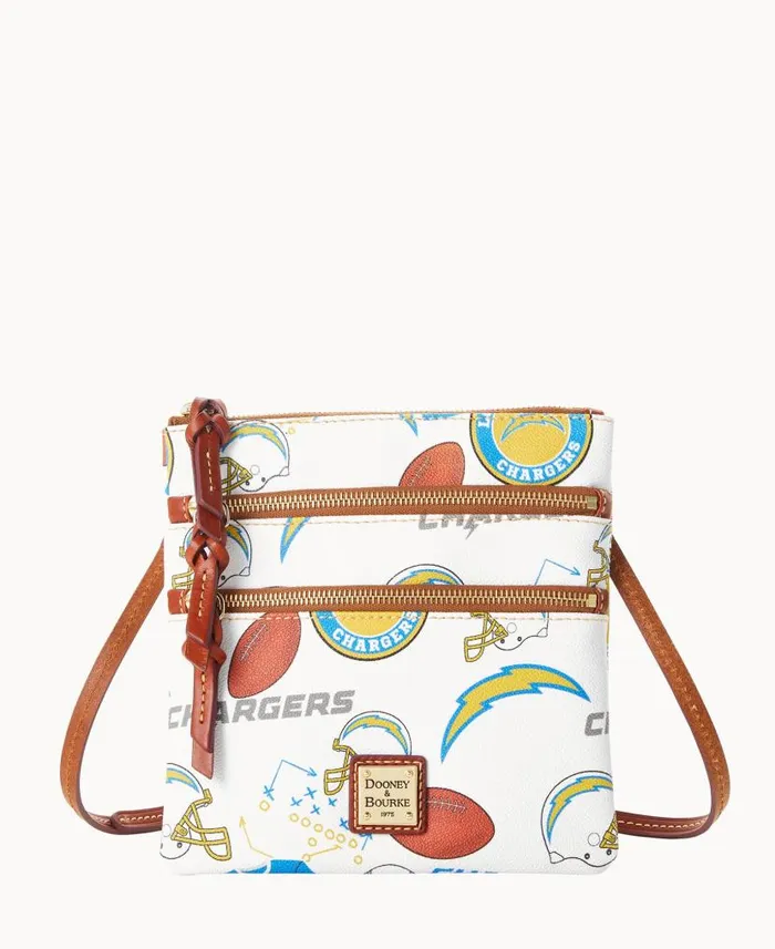 NFL Chargers N S Triple Zip Crossbody Chargers Woman Dooney and Bourke Crossbodies NFL Chargers N S Triple Zip Crossbody Chargers Woman Dooney and Bourke Crossbodies