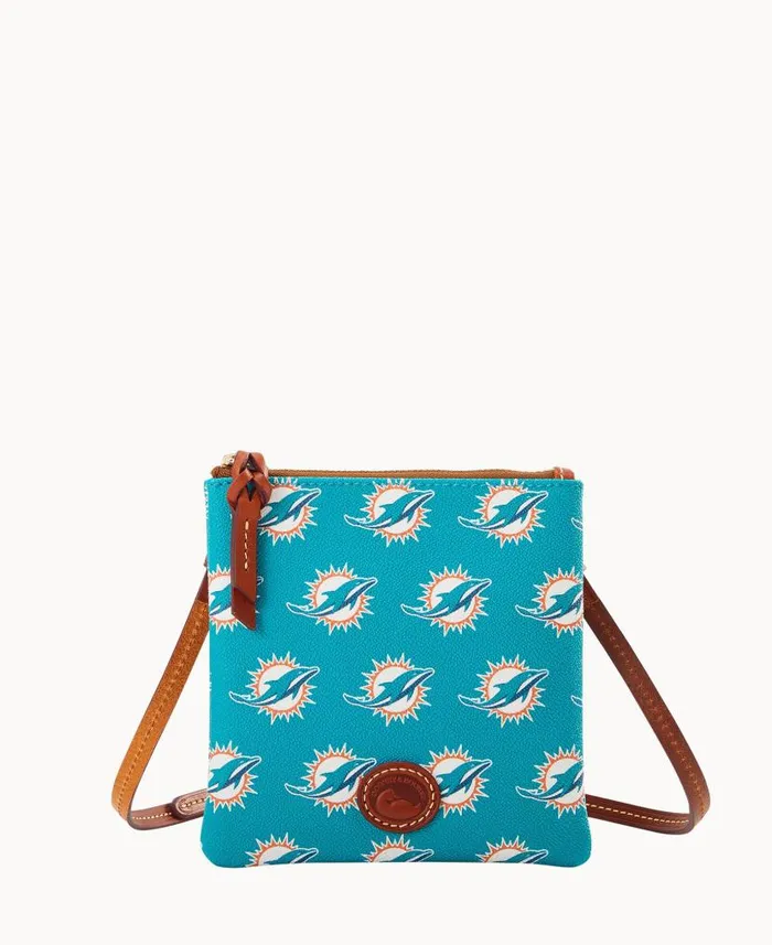 NFL Dolphins Small North South Top Zip Crossbody Dolphins Woman Dooney and Bourke Crossbodies NFL Dolphins Small North South Top Zip Crossbody Dolphins Woman Dooney and Bourke Crossbodies