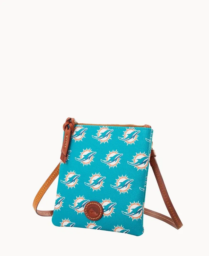 NFL Dolphins Small North South Top Zip Crossbody Dolphins Woman Dooney and Bourke Crossbodies NFL Dolphins Small North South Top Zip Crossbody Dolphins Woman Dooney and Bourke Crossbodies