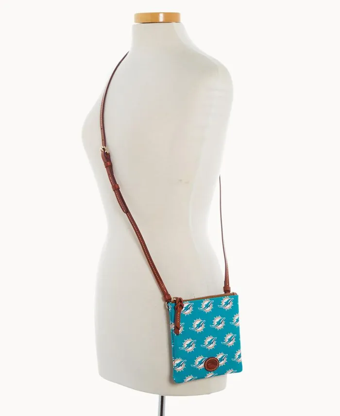 NFL Dolphins Small North South Top Zip Crossbody Dolphins Woman Dooney and Bourke Crossbodies NFL Dolphins Small North South Top Zip Crossbody Dolphins Woman Dooney and Bourke Crossbodies