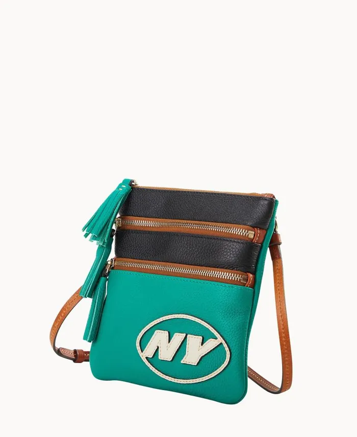 NFL Jets Triple Zip Crossbody Jets Woman Dooney and Bourke Crossbodies NFL Jets Triple Zip Crossbody Jets Woman Dooney and Bourke Crossbodies