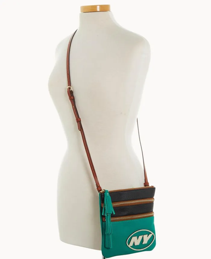 NFL Jets Triple Zip Crossbody Jets Woman Dooney and Bourke Crossbodies NFL Jets Triple Zip Crossbody Jets Woman Dooney and Bourke Crossbodies