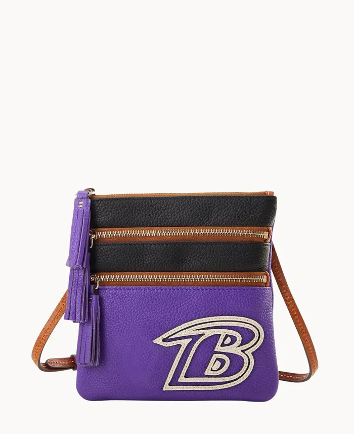 NFL Ravens Triple Zip Crossbody Ravens Woman Dooney and Bourke Crossbodies