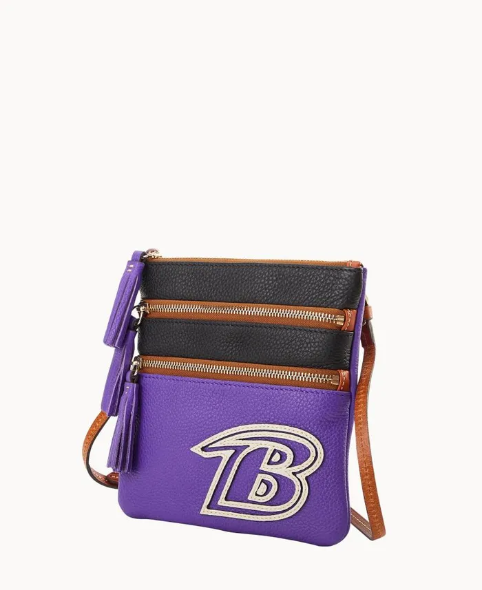 NFL Ravens Triple Zip Crossbody Ravens Woman Dooney and Bourke Crossbodies NFL Ravens Triple Zip Crossbody Ravens Woman Dooney and Bourke Crossbodies