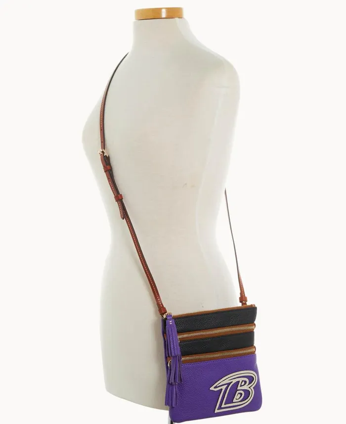 NFL Ravens Triple Zip Crossbody Ravens Woman Dooney and Bourke Crossbodies NFL Ravens Triple Zip Crossbody Ravens Woman Dooney and Bourke Crossbodies