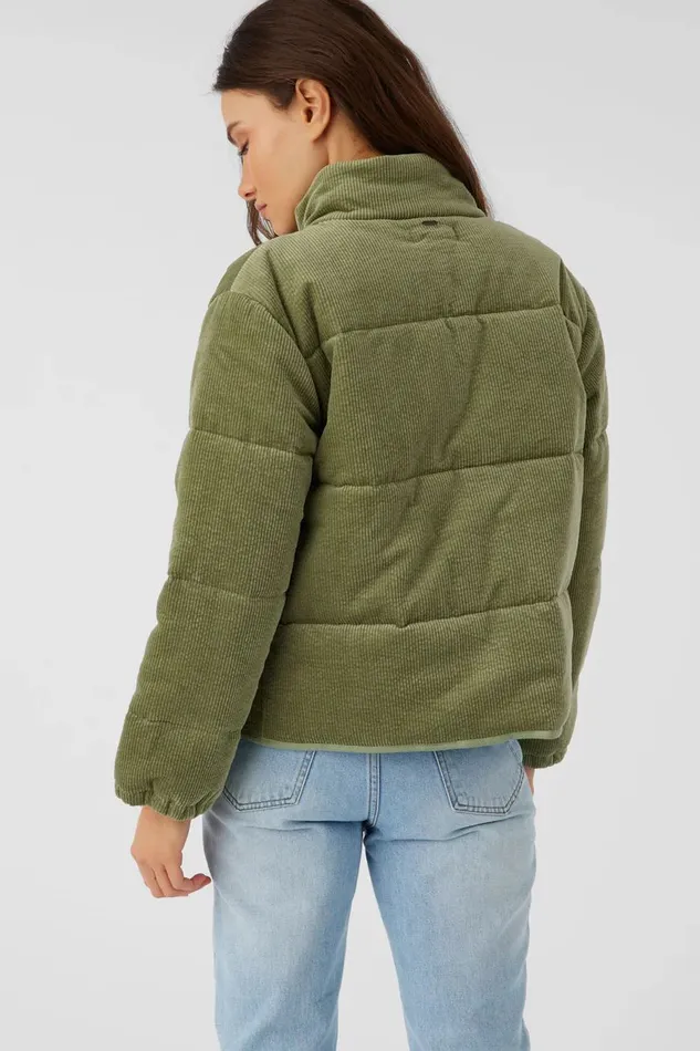 NOVAH CORDUROY QUILTED ZIP JACKET Oil Green Women O039NEILL Clothing