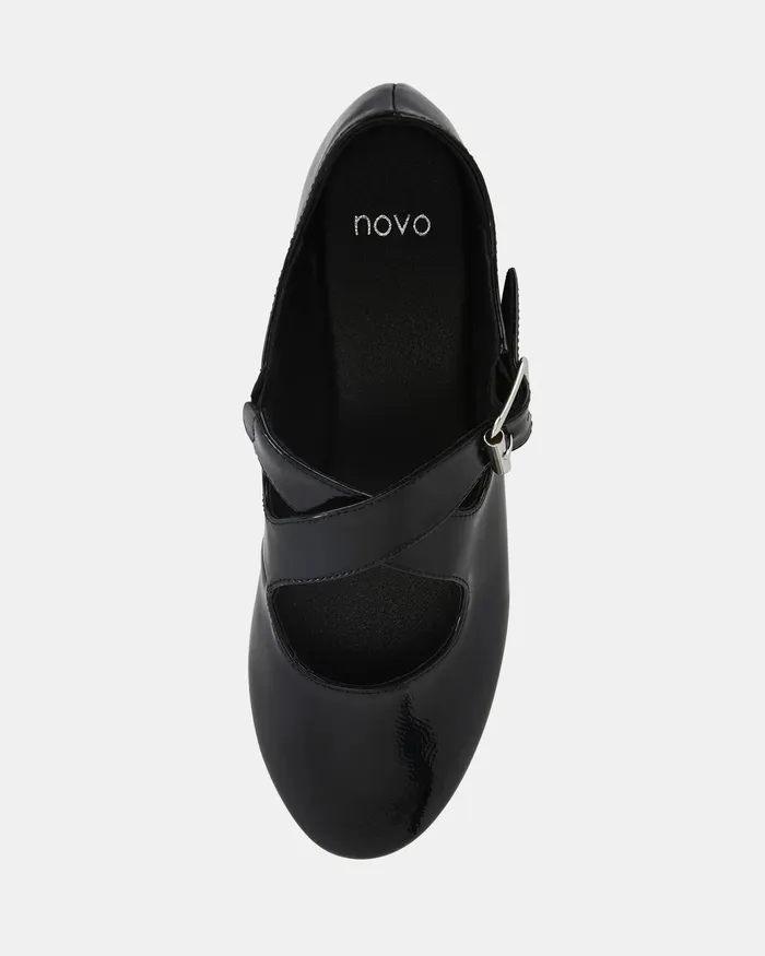 NOVO Shoes Ballet Flats Women CASORIA Black Patent Ballet Flats