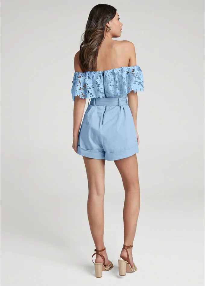 OfftheShoulder Romper Light Blue Women VENUS Occasion Jumpsuits and Rompers