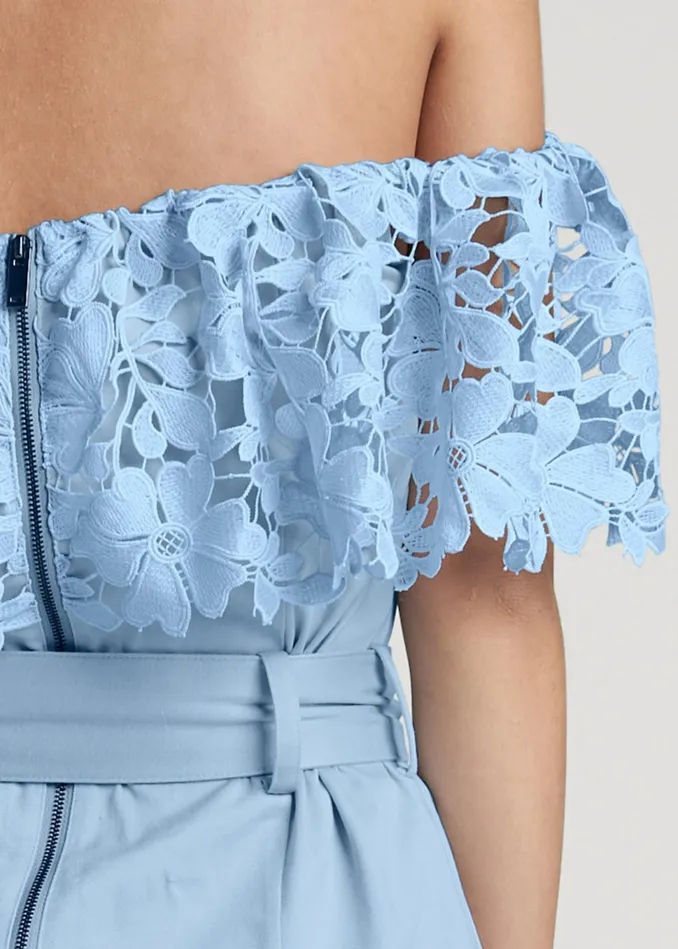 OfftheShoulder Romper Light Blue Women VENUS Occasion Jumpsuits and Rompers
