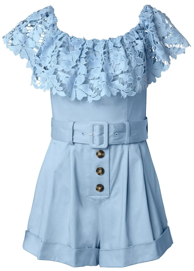 OfftheShoulder Romper Light Blue Women VENUS Occasion Jumpsuits and Rompers