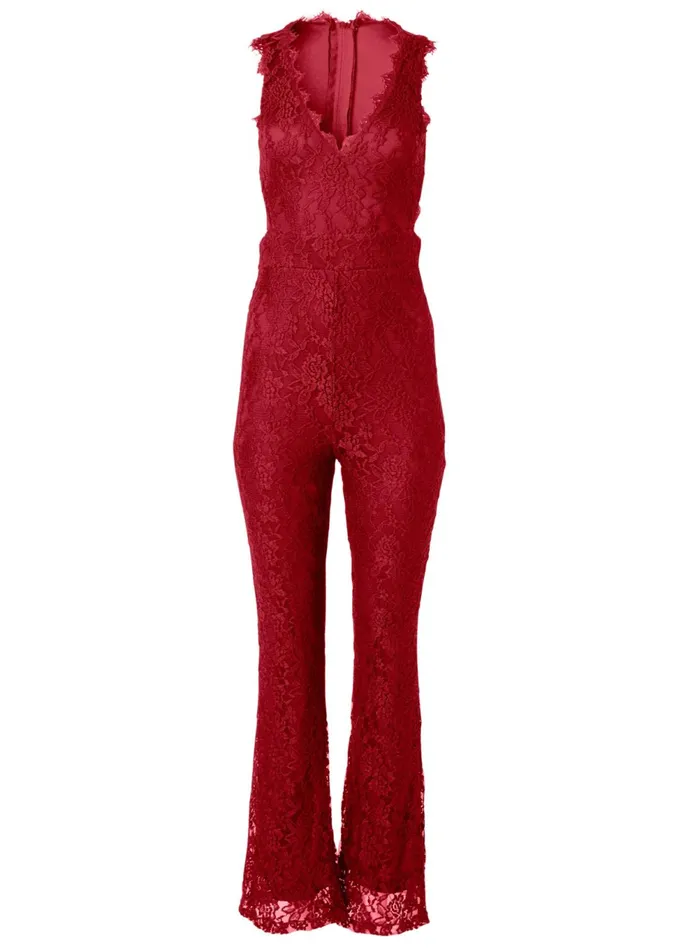 OPEN BACK LACE JUMPSUIT Red Women VENUS Occasion Jumpsuits and Rompers