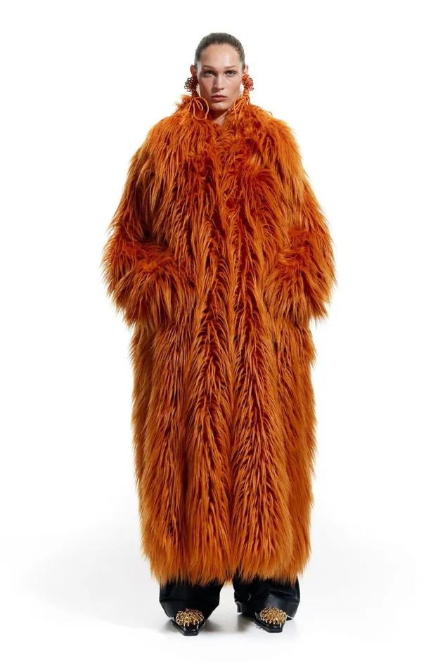 Orange Fur Maxi Coat Orange Women Bimba Y Lola Bimba Y Palomo Orange Fur Maxi Coat Orange Women Bimba Y Lola Bimba Y Palomo