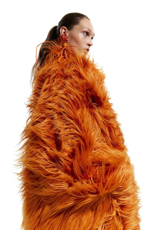 Orange Fur Maxi Coat Orange Women Bimba Y Lola Bimba Y Palomo Orange Fur Maxi Coat Orange Women Bimba Y Lola Bimba Y Palomo