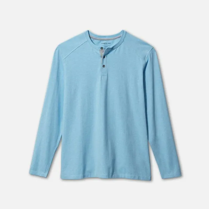 Organic Cotton Blend Long Sleeved Henley Tee Turqoise Men Kenneth Cole TShirts Polos Organic Cotton Blend Long Sleeved Henley Tee Turqoise Men Kenneth Cole TShirts Polos
