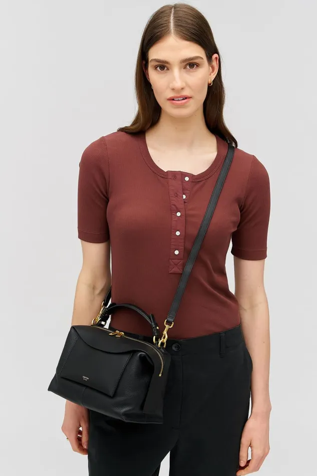 Oroton Mica Small Bowler Black Women Shoulder Oroton Mica Small Bowler Black Women Shoulder