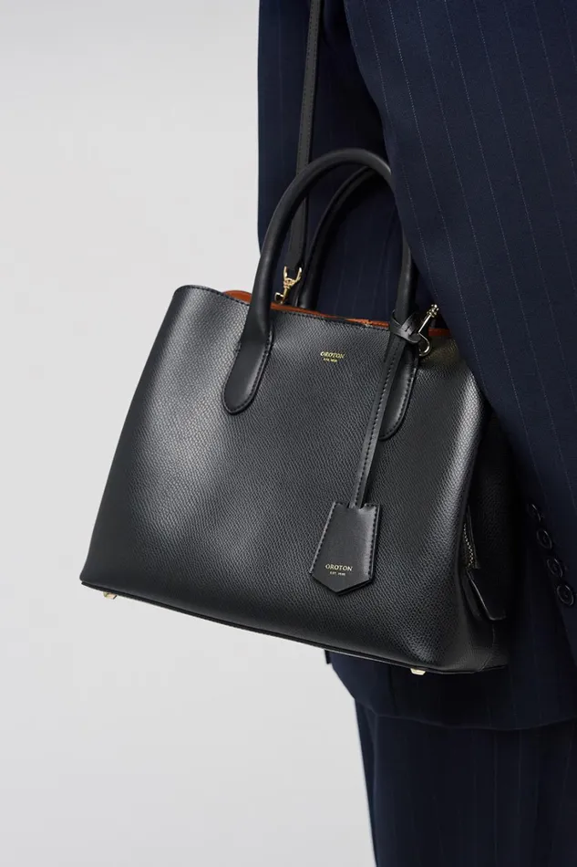 Oroton Muse Small Three Pocket Day Bag Black Women Work Oroton Muse Small Three Pocket Day Bag Black Women Work