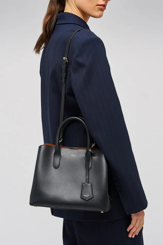Oroton Muse Small Three Pocket Day Bag Black Women Work Oroton Muse Small Three Pocket Day Bag Black Women Work