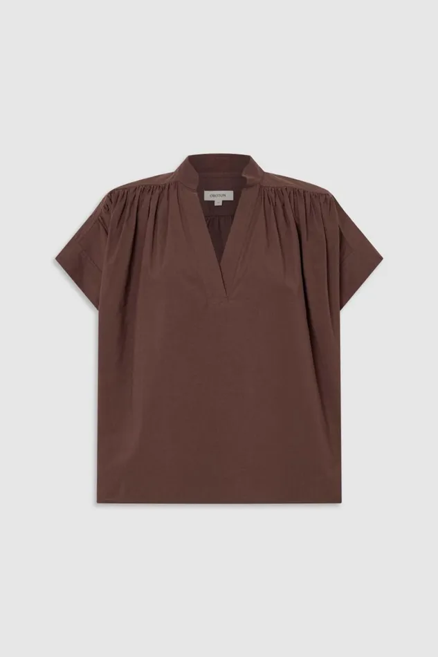 Oroton Rae Gathered Smock Chocolate Women Tops