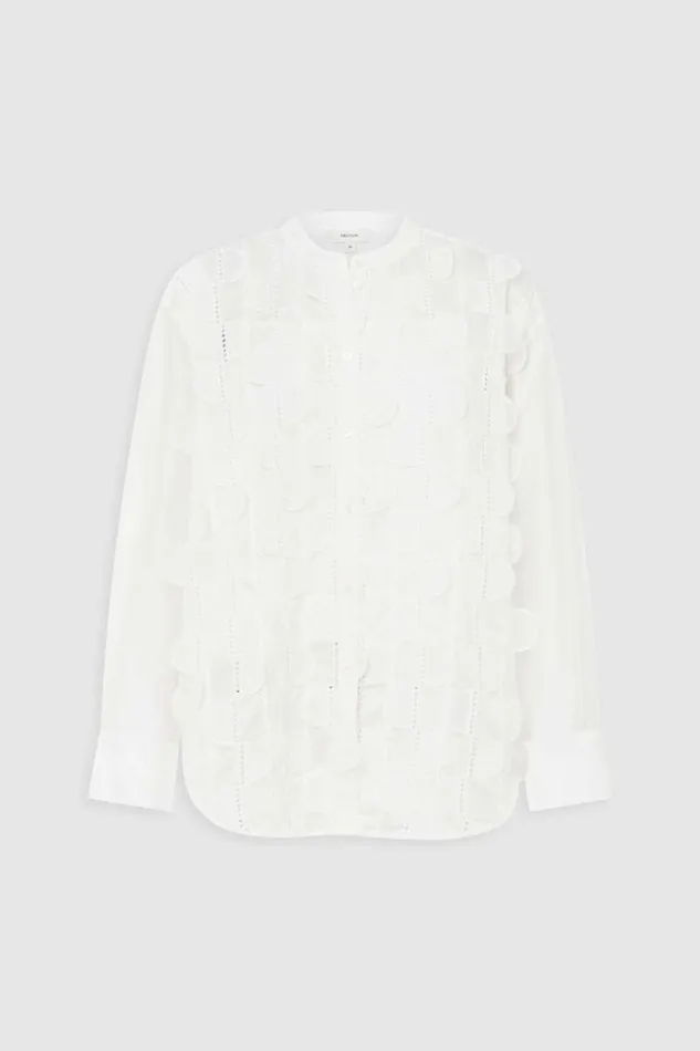 Oroton Scallop Lace Overshirt White Women Tops