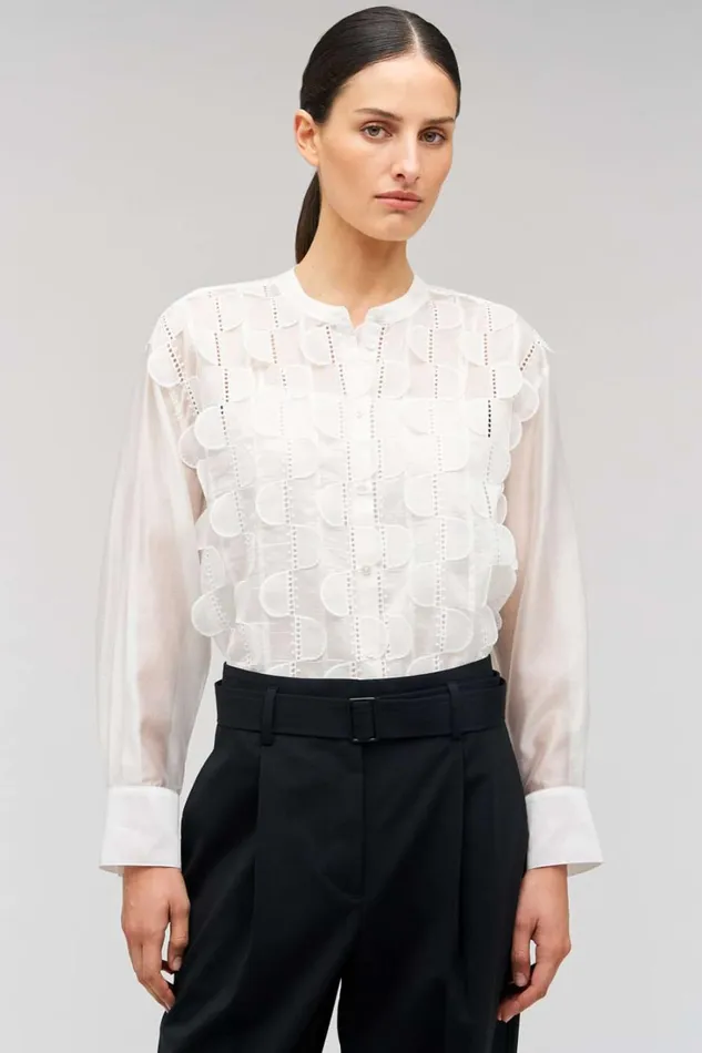 Oroton Scallop Lace Overshirt White Women Tops Oroton Scallop Lace Overshirt White Women Tops