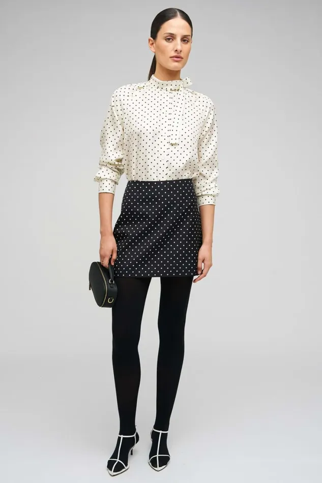 Oroton Spot Mini Skirt Blackcream Women Skirts