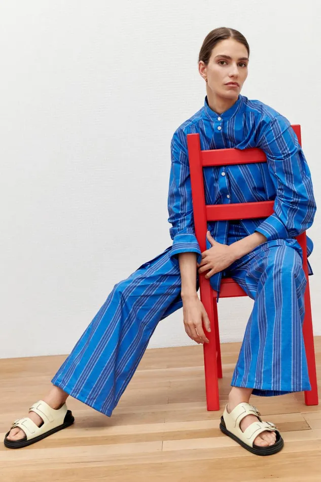 Oroton Swedish Stripe PJ Pant Folk Blue Women Pants Oroton Swedish Stripe PJ Pant Folk Blue Women Pants
