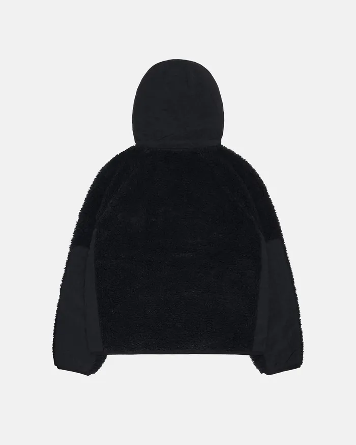 Outerwear MenWomen Stussy SHERPA PANELED HOODED JACKET Black