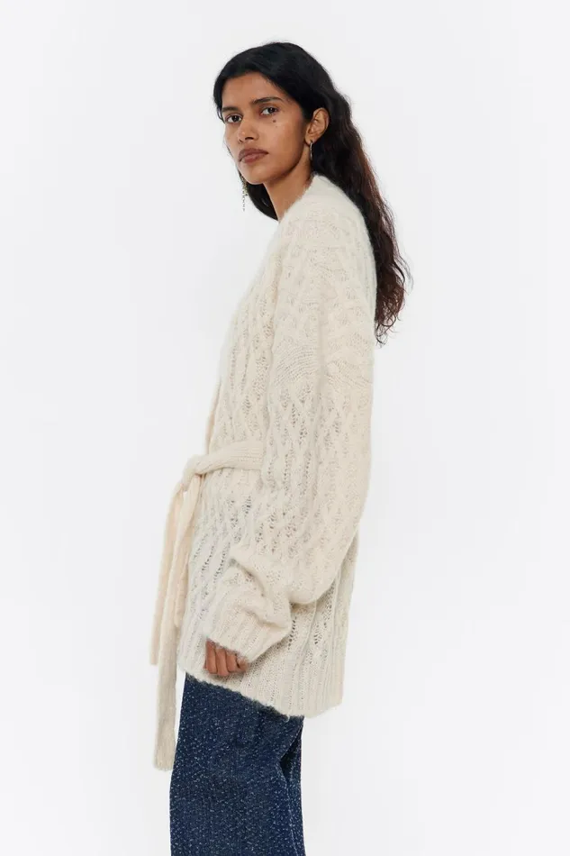 Oversize Ivory Mohair Cardigan Ivory Women Bimba Y Lola Knitwear Oversize Ivory Mohair Cardigan Ivory Women Bimba Y Lola Knitwear