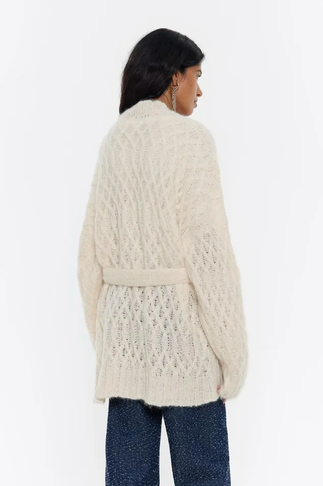 Oversize Ivory Mohair Cardigan Ivory Women Bimba Y Lola Knitwear Oversize Ivory Mohair Cardigan Ivory Women Bimba Y Lola Knitwear