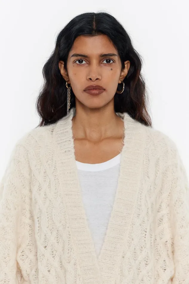 Oversize Ivory Mohair Cardigan Ivory Women Bimba Y Lola Knitwear Oversize Ivory Mohair Cardigan Ivory Women Bimba Y Lola Knitwear