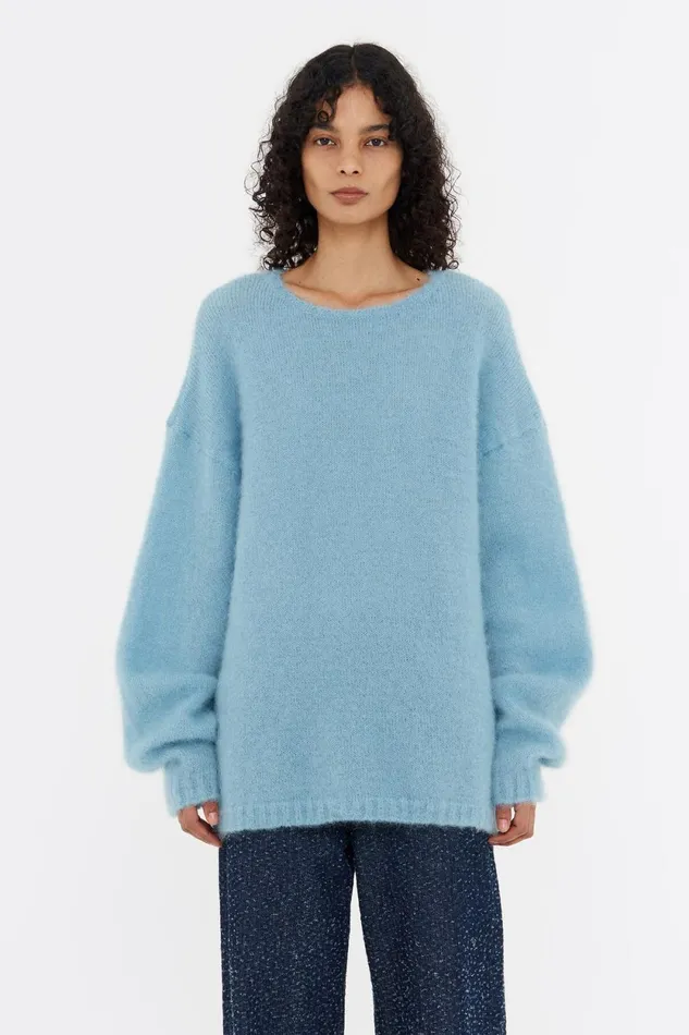 Oversize Light Blue Mohair Sweater Light Blue Women Bimba Y Lola Knitwear