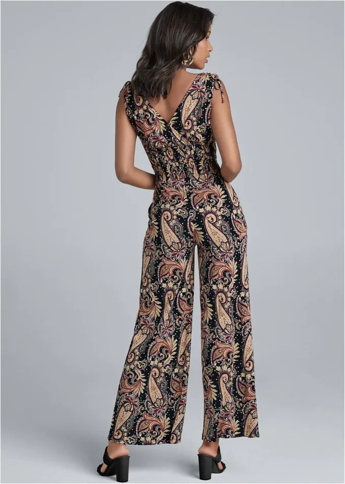 PAISLEY PRINTED JUMPSUIT Black Multi Women VENUS Casual Jumpsuits and Rompers