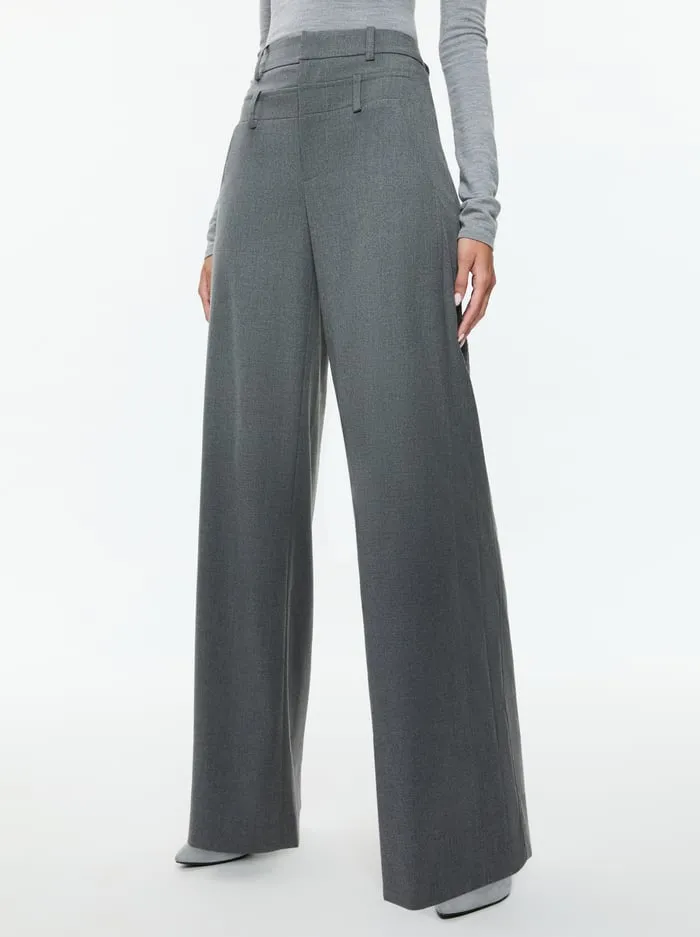 Pants Women Alice Olivia Aspen Double Waist Pant Shadow Grey Melange