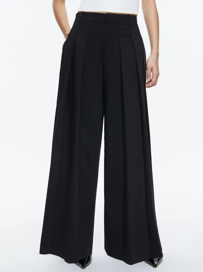 Pants Women Alice Olivia Blaire Wide Leg Pleated Pant Black
