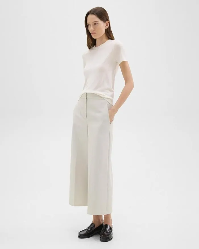 Pants Women Theory Cropped WideLeg Pant In Neoteric Twill Limestone Pants Women Theory Cropped WideLeg Pant In Neoteric Twill Limestone