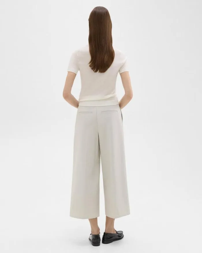 Pants Women Theory Cropped WideLeg Pant In Neoteric Twill Limestone Pants Women Theory Cropped WideLeg Pant In Neoteric Twill Limestone