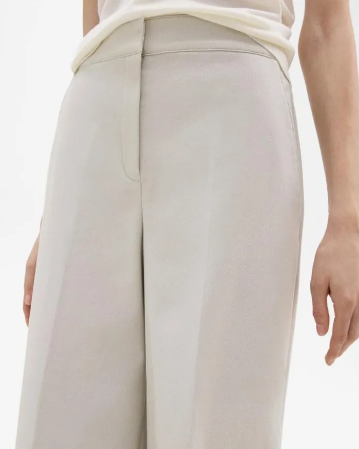 Pants Women Theory Cropped WideLeg Pant In Neoteric Twill Limestone Pants Women Theory Cropped WideLeg Pant In Neoteric Twill Limestone