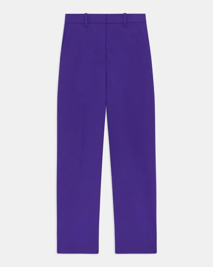 Pants Women Theory HighWaist StraightLeg Pant In Good Wool Blue Iris