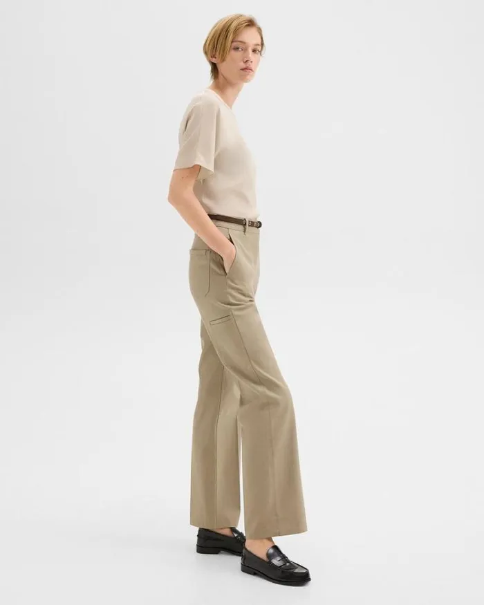 Pants Women Theory Relaxed Pant In Gabardine Light Pavement