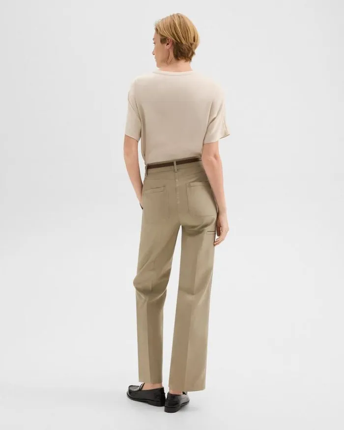 Pants Women Theory Relaxed Pant In Gabardine Light Pavement