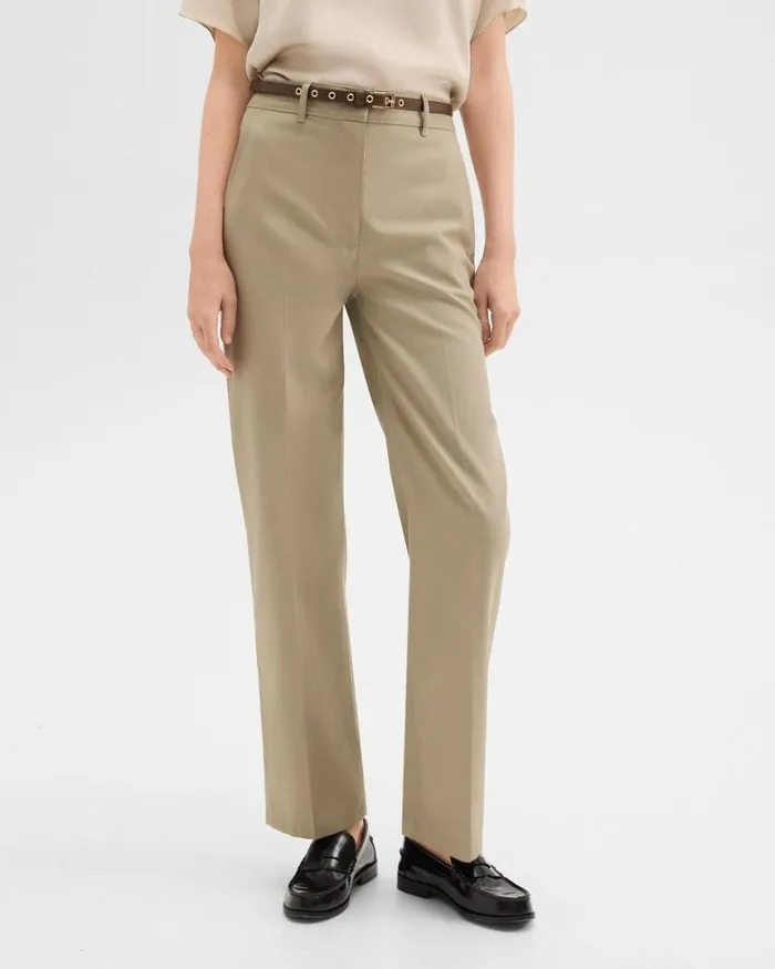 Pants Women Theory Relaxed Pant In Gabardine Light Pavement
