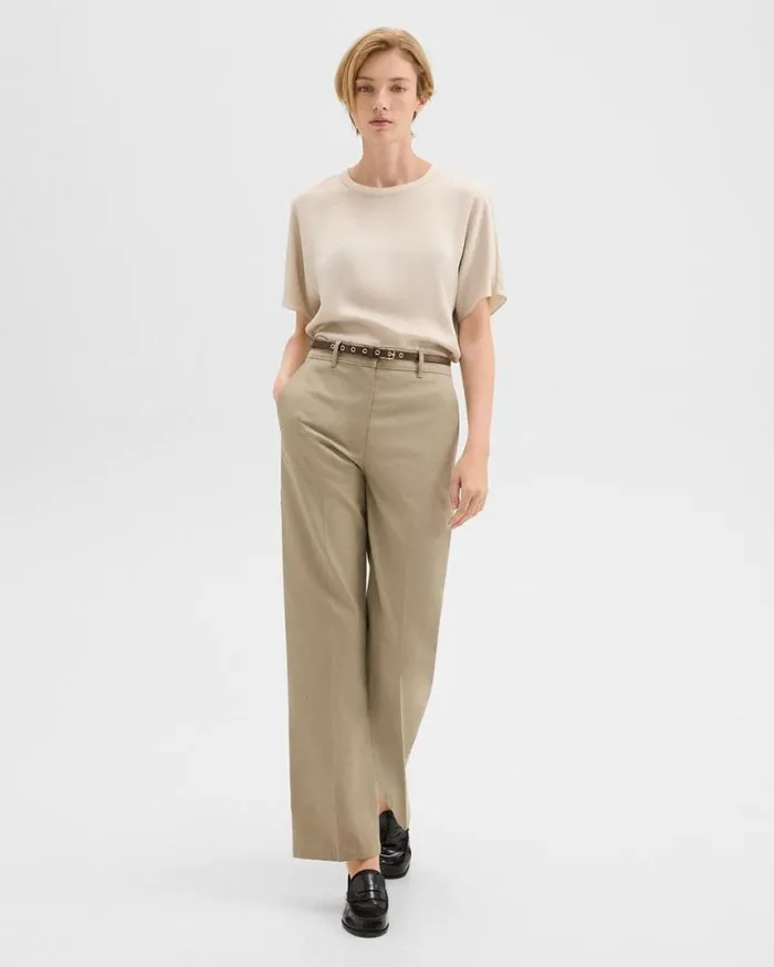 Pants Women Theory Relaxed Pant In Gabardine Light Pavement