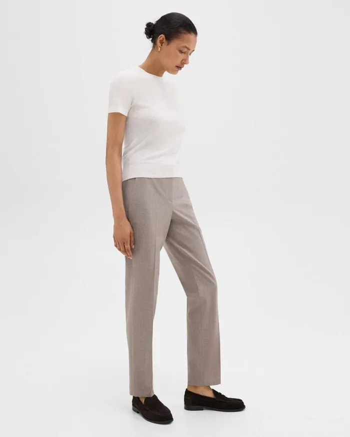 Pants Women Theory Treeca Full Length Pant In Good Wool Cinder Melange