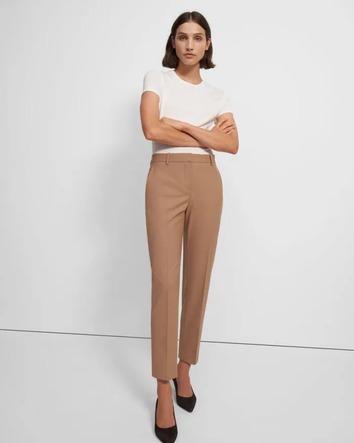 Pants Women Theory Treeca Pant In Good Wool Camel