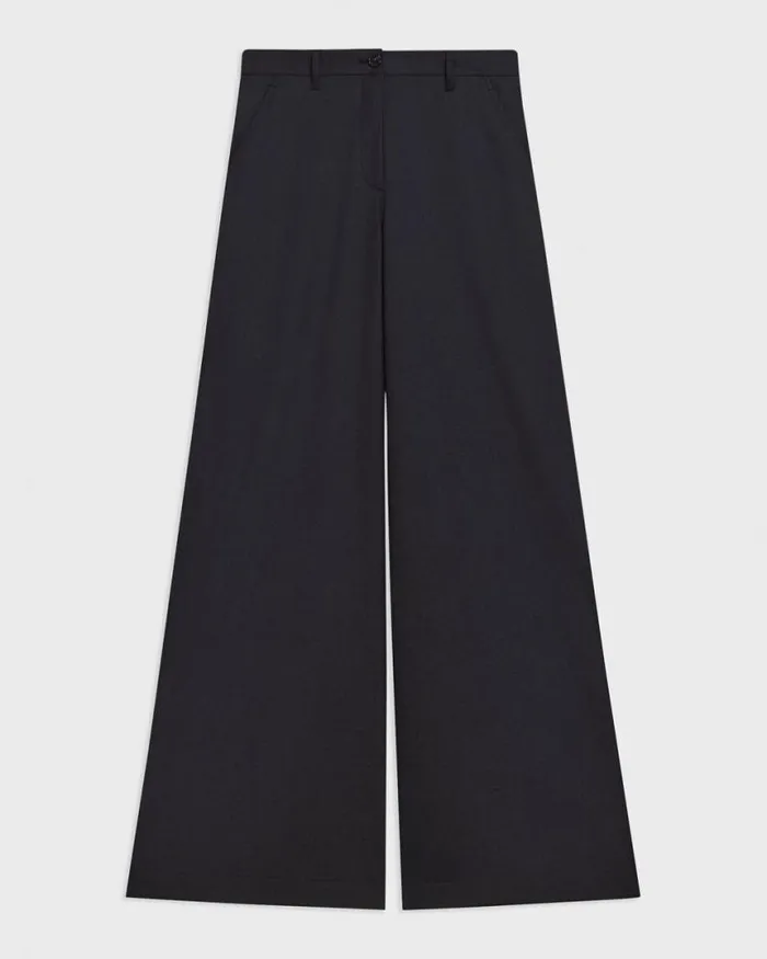 Pants Women Theory Ultra WideLeg Pant In Stretch Flannel Dark Navy Pants Women Theory Ultra WideLeg Pant In Stretch Flannel Dark Navy