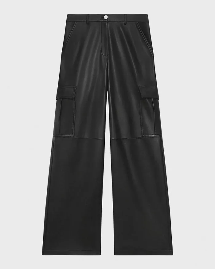 Pants Women Theory WideLeg Cargo Pant In Leather Black Pants Women Theory WideLeg Cargo Pant In Leather Black