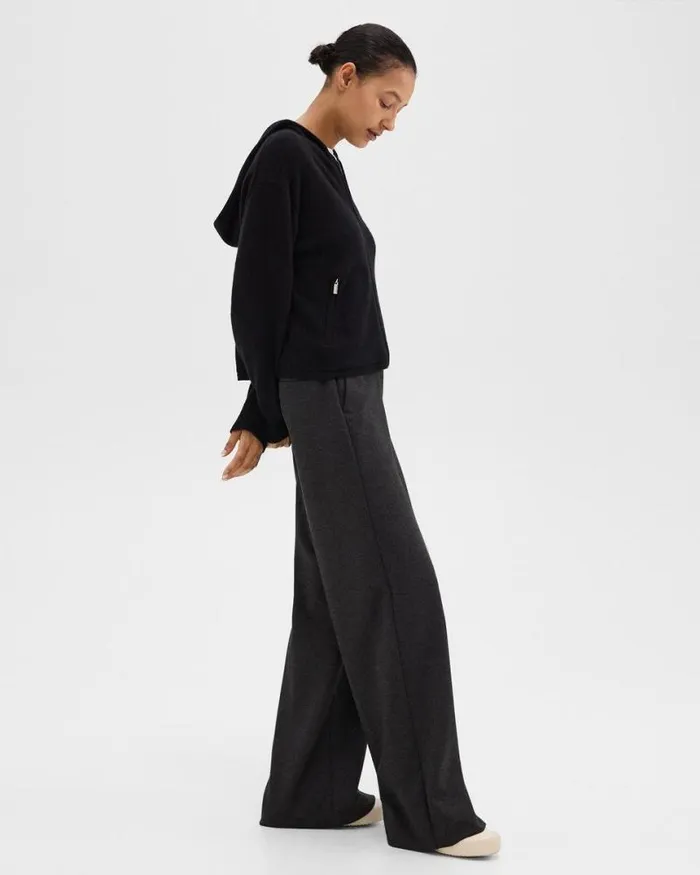 Pants Women Theory WideLeg Pant In DoubleKnit Jersey Charcoalblack Pants Women Theory WideLeg Pant In DoubleKnit Jersey Charcoalblack
