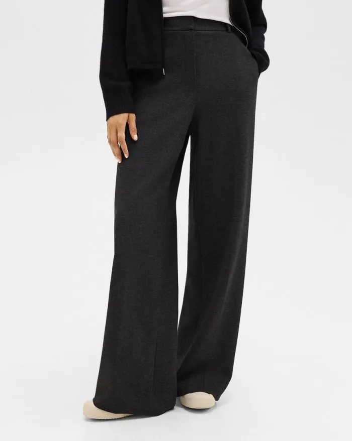 Pants Women Theory WideLeg Pant In DoubleKnit Jersey Charcoalblack Pants Women Theory WideLeg Pant In DoubleKnit Jersey Charcoalblack