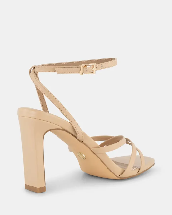 Party Women MARLIE NUDE Open Toe Heels NOVO Shoes